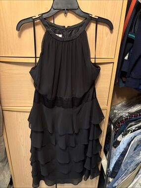 Women's Black Layered Ruffle Dress